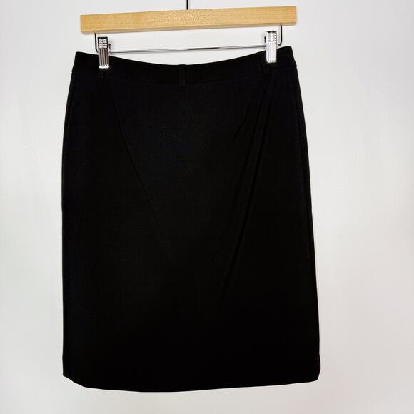 Theory Size 4 Black Button Front Pencil Skirt Wool Stretch Career Work Office - Picture 2 of 7
